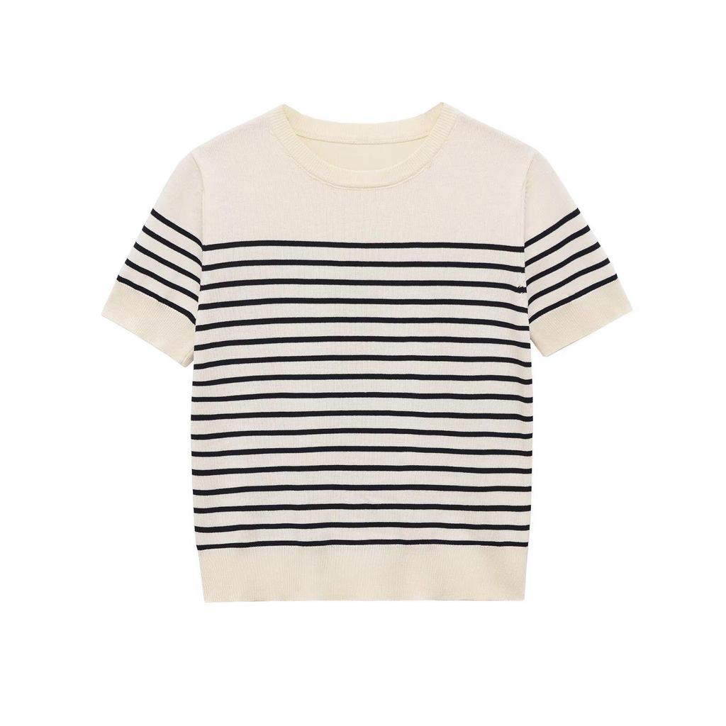 Spring 2026 European-American Style Women's Round Neck Striped Knitwear