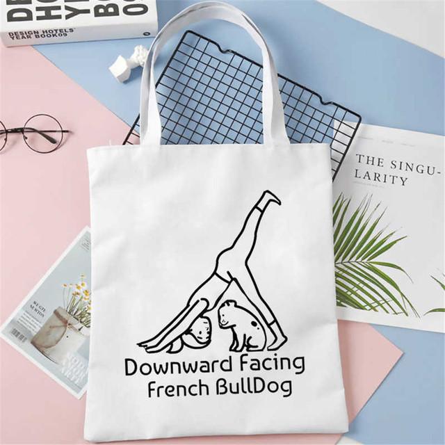 Bulldog francez Frenchies Geantă de cumpărături imprimată pentru femei Geantă de plajă de călătorie Geantă de reciclare Geantă de cumpărături pentru femei Geantă de umăr ecologică pentru femei