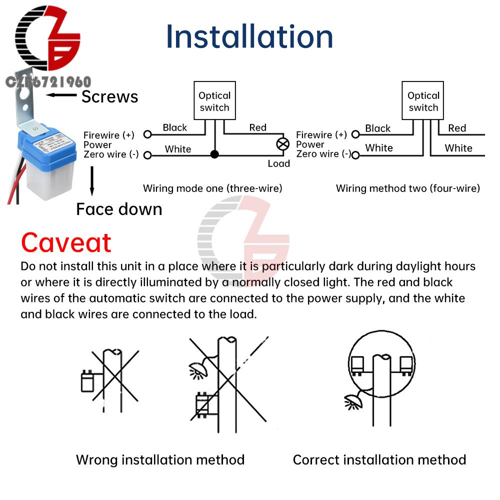 AS-10 10A Waterproof Automatic Street Light Controller DC 12V AC 220V Photocell Control Sensor Switch with External Probe