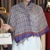 Women's Retro Ethnic Silk Scarf with Frog Button Shawl for Sun Protection