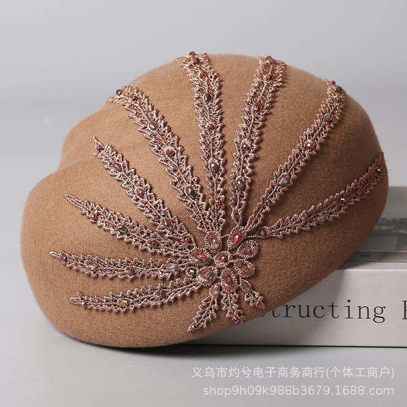 New Personality, High Sense of Temperament, Elegant European Merino Wool Mother Hat, Women's Simple Painter Beret