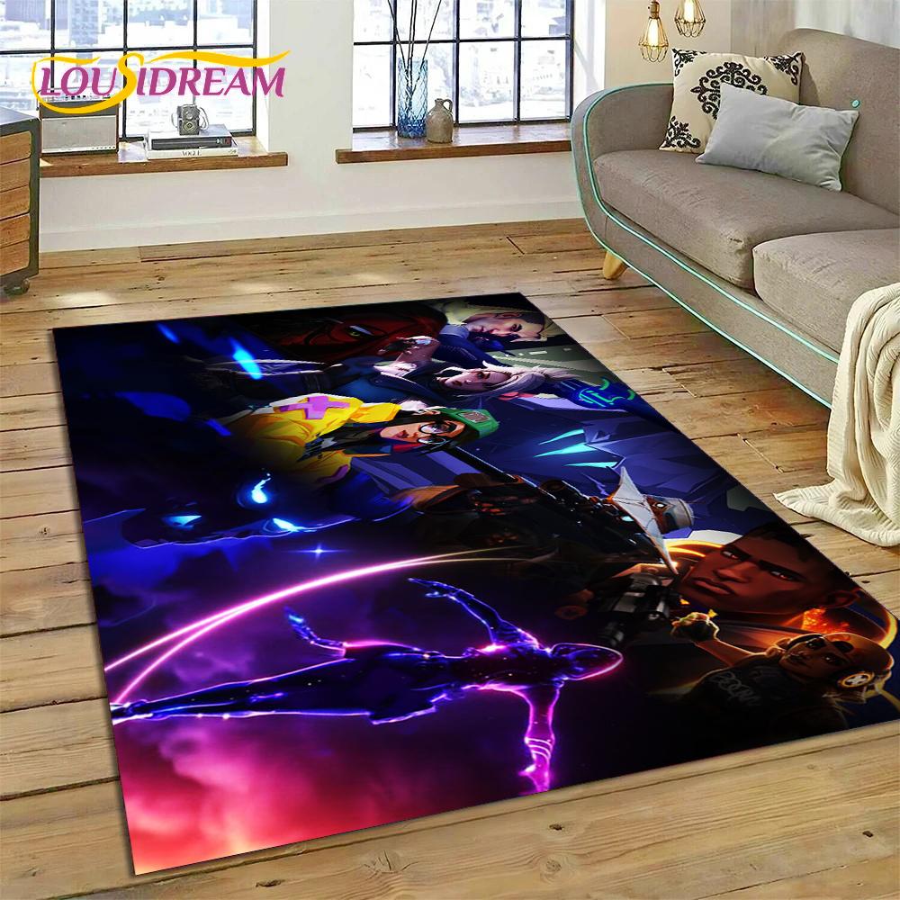 3D Nejnovější Kreslený Herní Koberec VALORANT pro Dekoraci Obývacího Pokoje Ložnice, Podlahová Rohožka Protiskluzová Dekorace pro Pohovku Rohožka Dárek Dítě