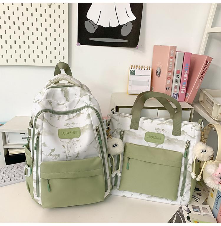 School Bag Junior High School Girls Large Capacity New Lightweight Tie-dye Girls Backpack Campus Commuter High School Student Backpack