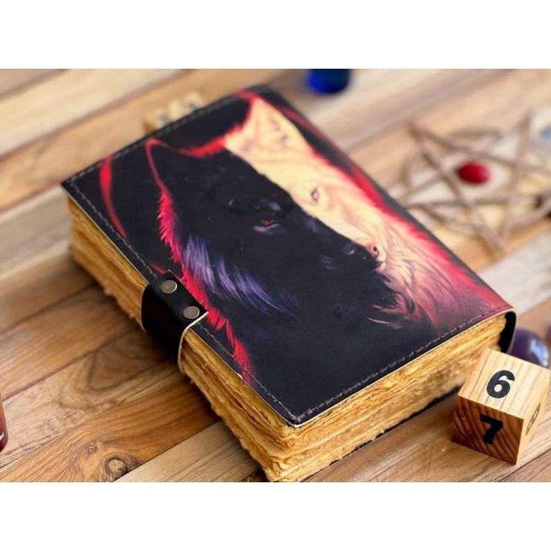 Wolf Embossed Handmade Leather Bound Journal Writing Notebook Diary Notepads for Men & Women Blank Antique Paper Poetry book