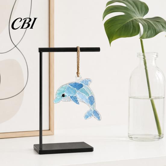 Garden Hanging Ornaments 5Pcs Acrylic Suncatcher Window Hangings, Sea Glass Collage Kit with Birds Farm Animals Marine Creature Decorations