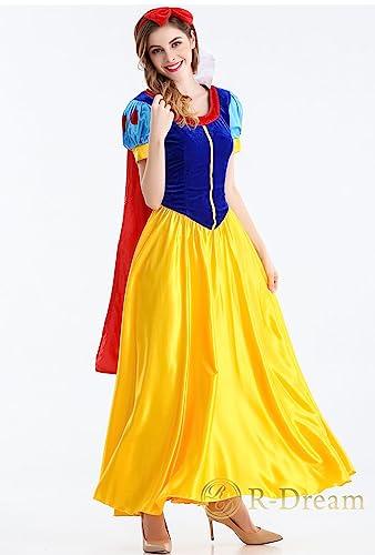 R-Dream Snow White Cosplay Costume, Plus Size, Adult Men's and Women's Dress, Halloween Costume, Snow White Princess Costume, Women's (XXL Size)
