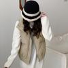 Loose Cotton Sleeveless Vest with Side Zipper for Women, Korean Style Solid Color Coat for Autumn and Winter