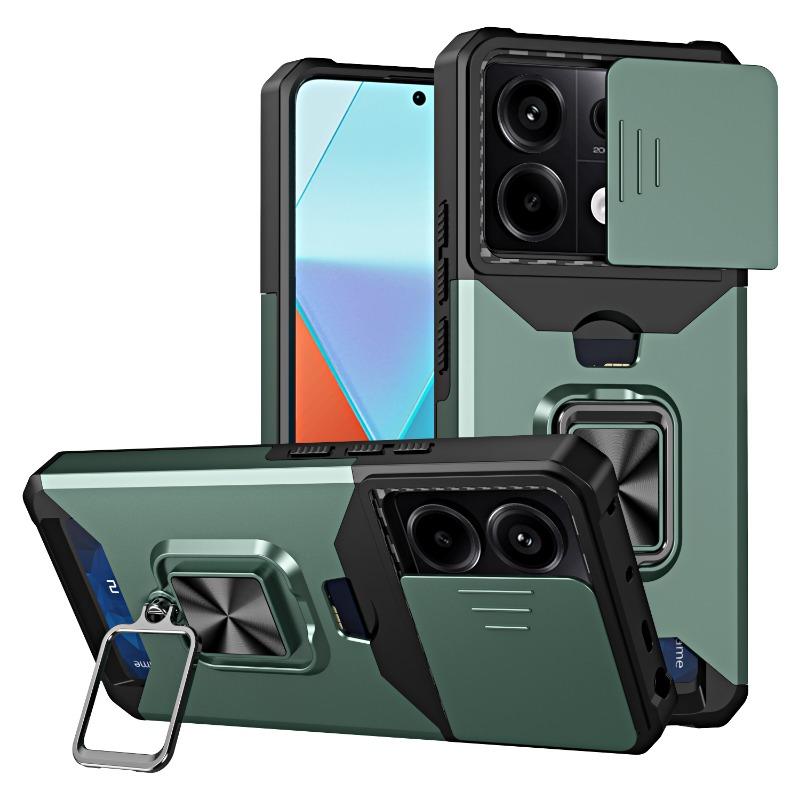 

Armor Ring Bracket Card Bag Lens Push Window Protection Mobile Phone Case for RM NOTE 11 12 13 PRO POCOX6 M6PRO Military Quality For POCO X6 5G