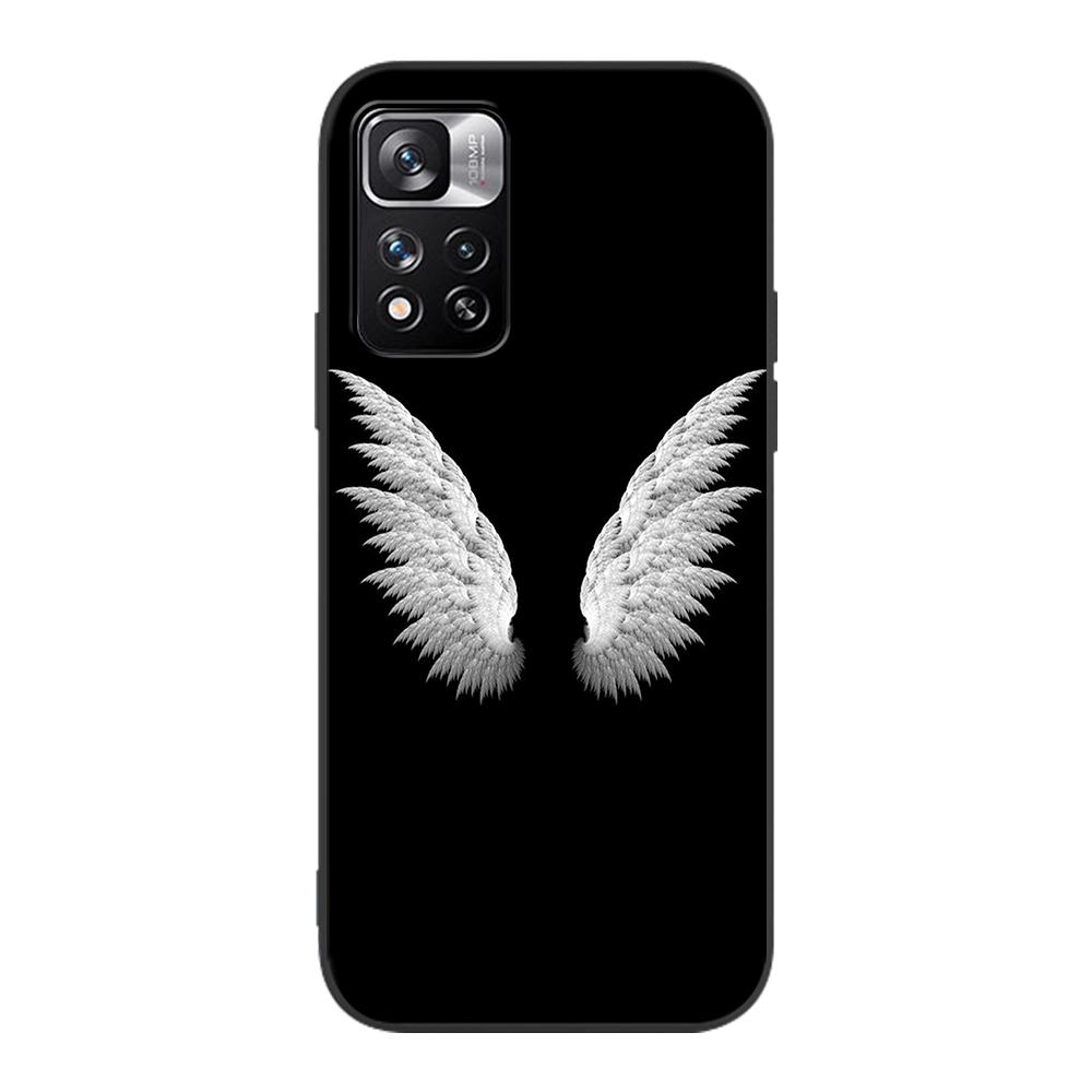 Fashion Angel Wings Case for Xiaomi Redmi Note 9S 9 8 10 11 Pro 9C 9A 7 8T 7A 8A 6A 6 10S Black Soft Silicone Phone Cover Coque