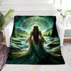 Mother Goddess Danu Print Flannel Throw Blanket - Mixed Color, Non-Woven Polyester, Digital Printing, Lightweight, All-Season