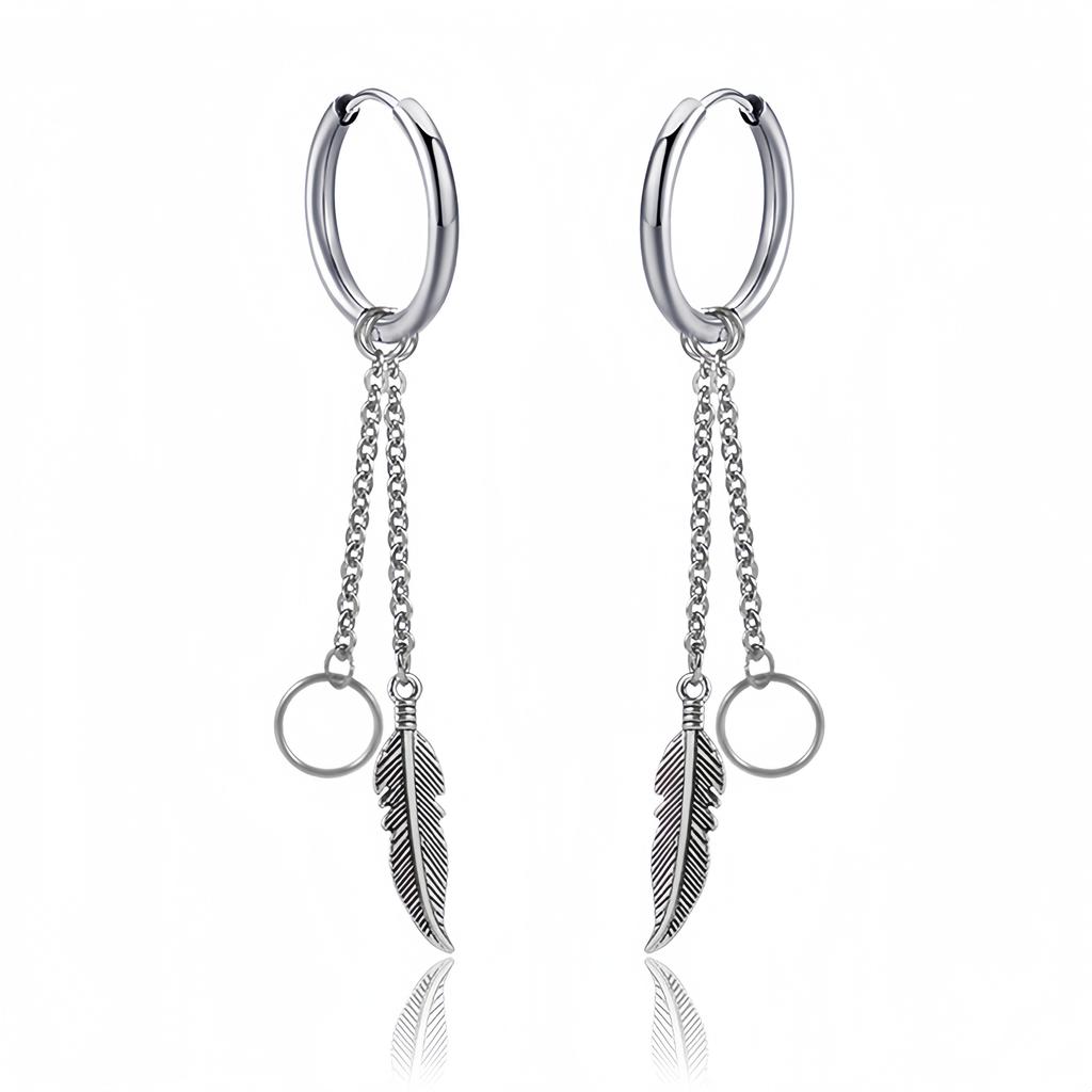 Long Hanging Crosses Leaves Pendants Hoops Woman Earrings Man Vintage Stainless Steel Hip Hop Ear Piercing Jewelry Accessories