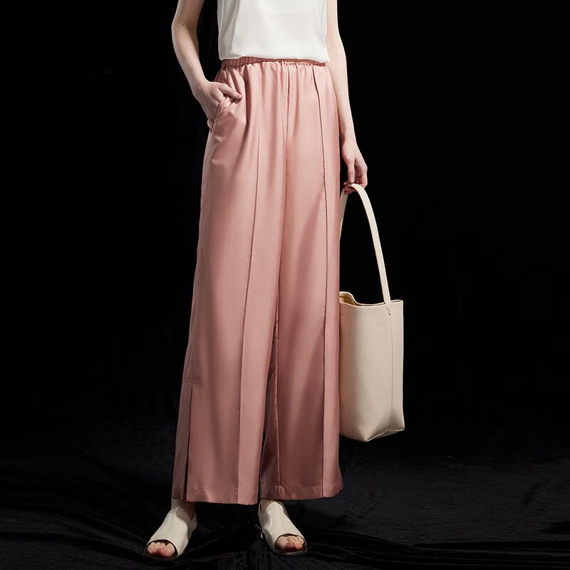 Wudao Light Luxury Silk Wide-Leg Pants with Side Slit M нюдовый розовый