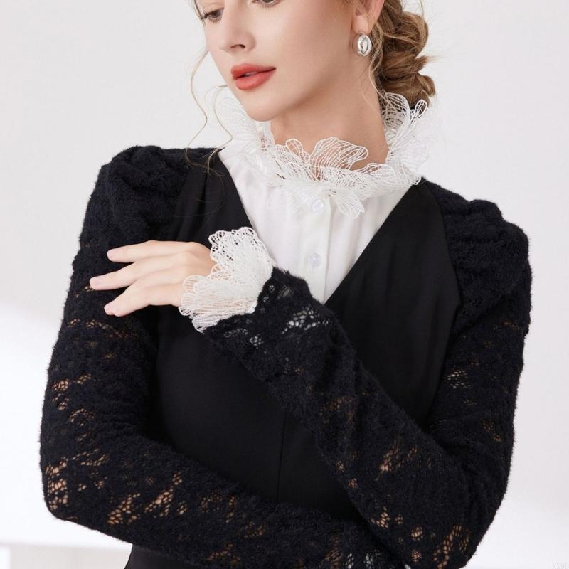 Elegant Decorative Lace Collar And Arm Cuff Sleeves Set For Women Formal Outfit Dress Sweater Enhancement Accessories