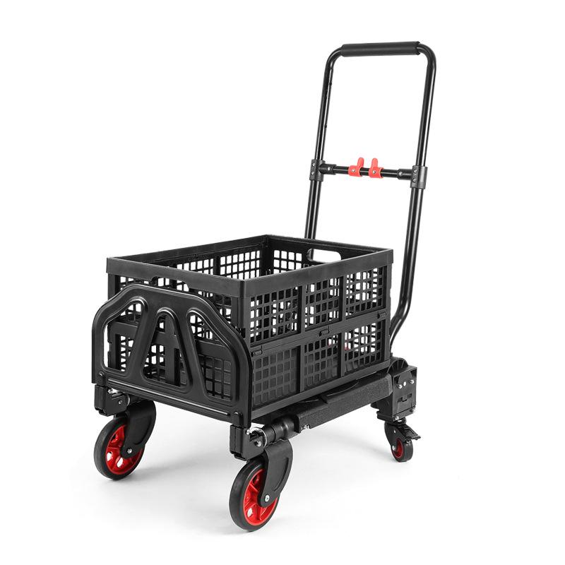 Silent Folding Flat Cart - Multifunctional Portable Trolley Hand Cart Dolly for Pulling and Pushing Goods