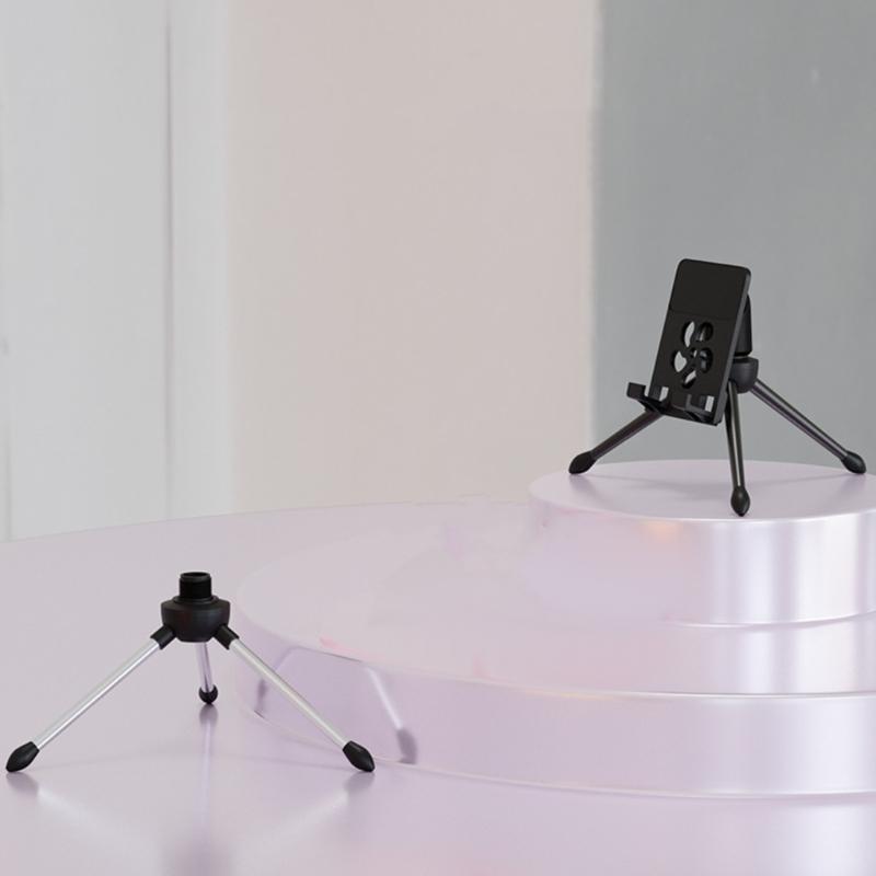 Adjustable Desktop Microphones Tripods Stand with Phone Holder Universals Clamp for Recording Live Streaming and Podcasting Sturdy Base