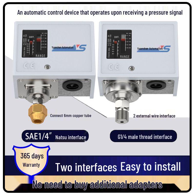 Adjustable Pressure Controller for Air Compressors and Water Pumps - Auto Start/Stop