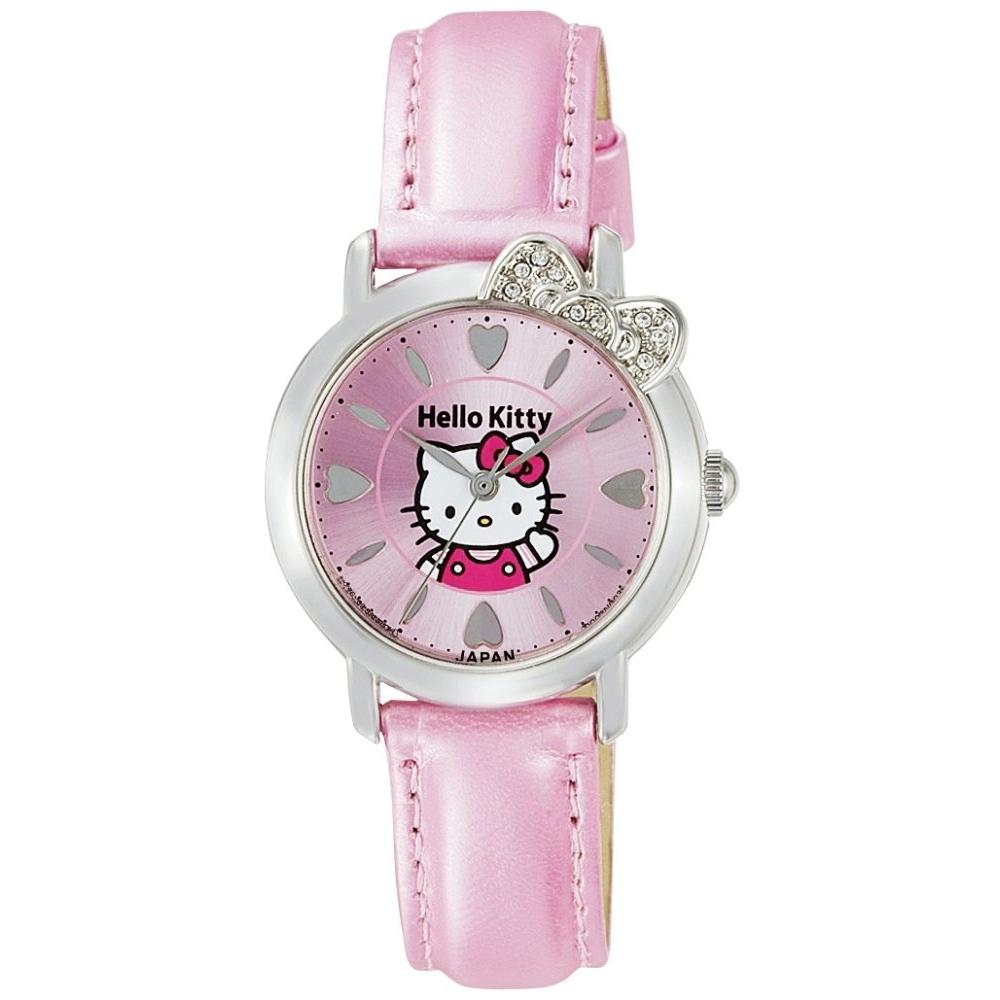 

[Citizen Q&Q] Часы аналоговые Hello Kitty с водонепроницаемым кожаным ремешком, сделано в Японии 0001N003 женские розовые