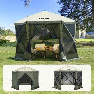 VEVOR Pop Up Gazebo Tent, Pop-Up Screen Tent 6 Sided Canopy Sun Shelter with 6 Removable Privacy Wind Cloths & Mesh Windows