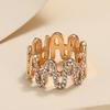 Personality Temperament Full Diamond Wave Opening Adjustable Tail Ring Jewelry
