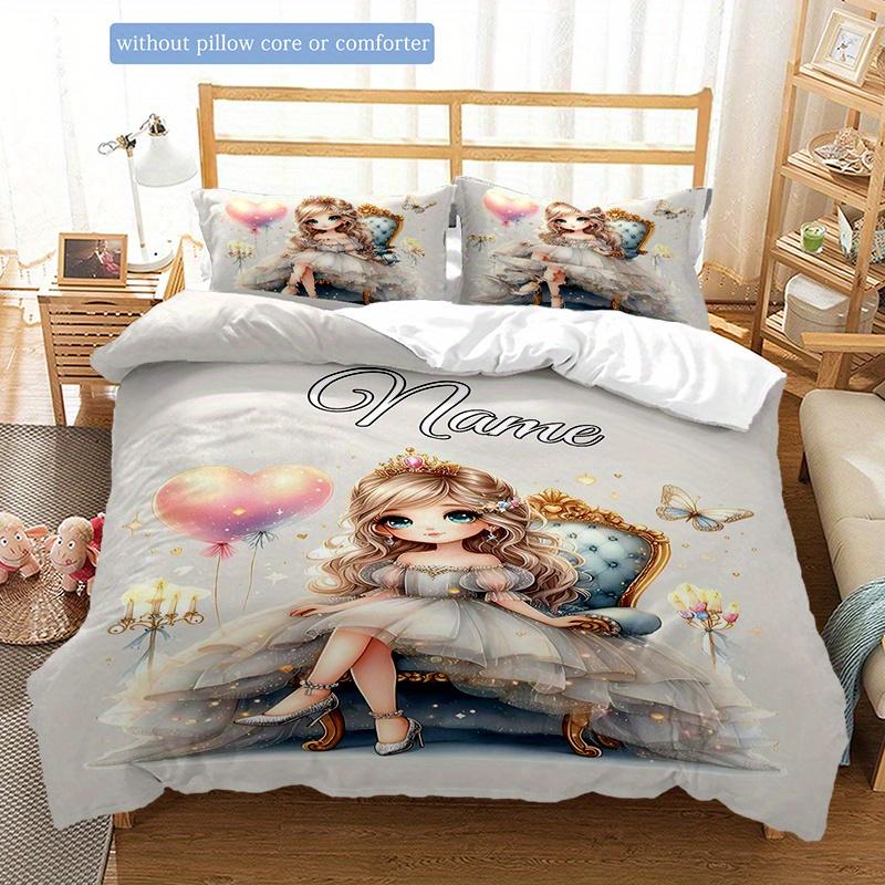 Prettyprincessstyle Customize Your Name Duvet Coversoftbedding Set For Bedroom Guest Room And Dorm Decoration Threepiece Set Includes 1 Duvet Cover 2