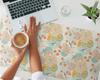 Protective Desk Pad with Retro Floral Print 100x50 cm