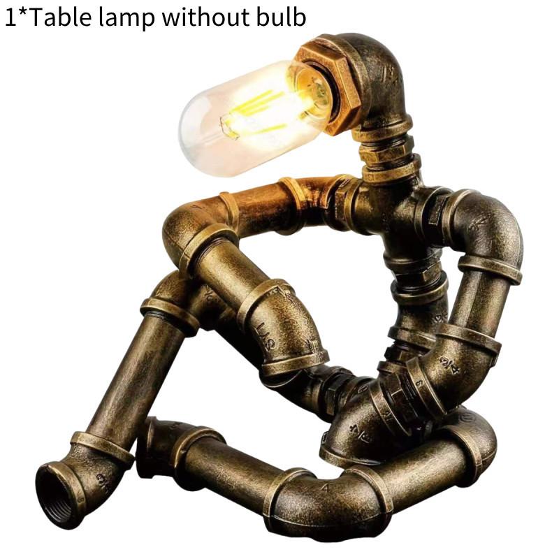 

Вода Индустриальный Ретро Труба Настольная Лампа Стимпанк Робот Настольный Свет Дом Бар Магазин Think,EU Plug