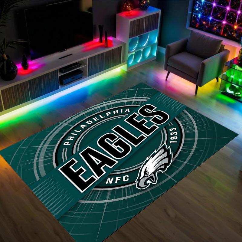 Philadelphia Eagles Design Kristall-Samt-Teppich Gemütlich Nicht?Rutschfester Teppich mit Aufdruck für Schlafzimmer Wohnzimmer Eingang