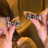Maillard Silver Needle Leopard Print Stud Earrings - Retro Versatile High-End Fashion for Women