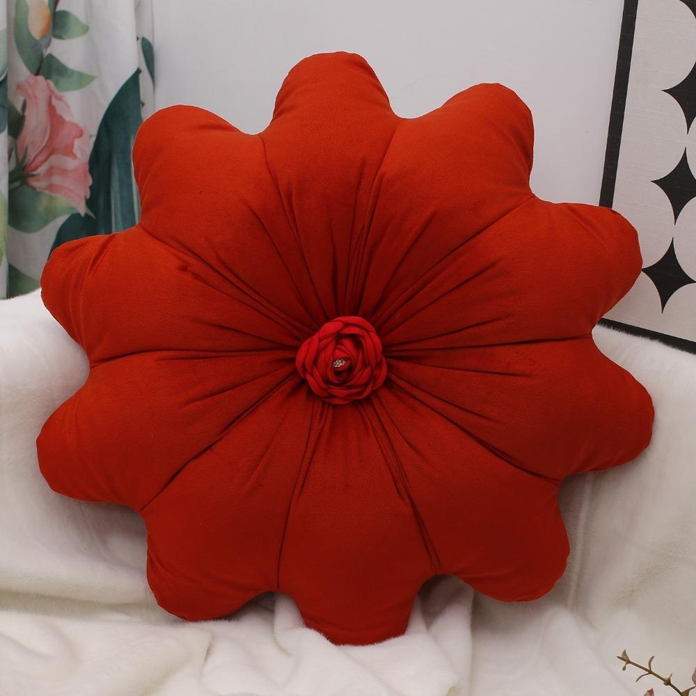 Dutch Velvet Sunflower Throw Pillow Soft Sofa Pillow Minimalist Round Pillow Bedroom Decor красныйоранжевый 1550₽