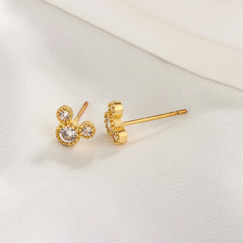 Cute Mini Mouse Stud Earrings for Women with Zircon Girls Piercing Jewelry Gift