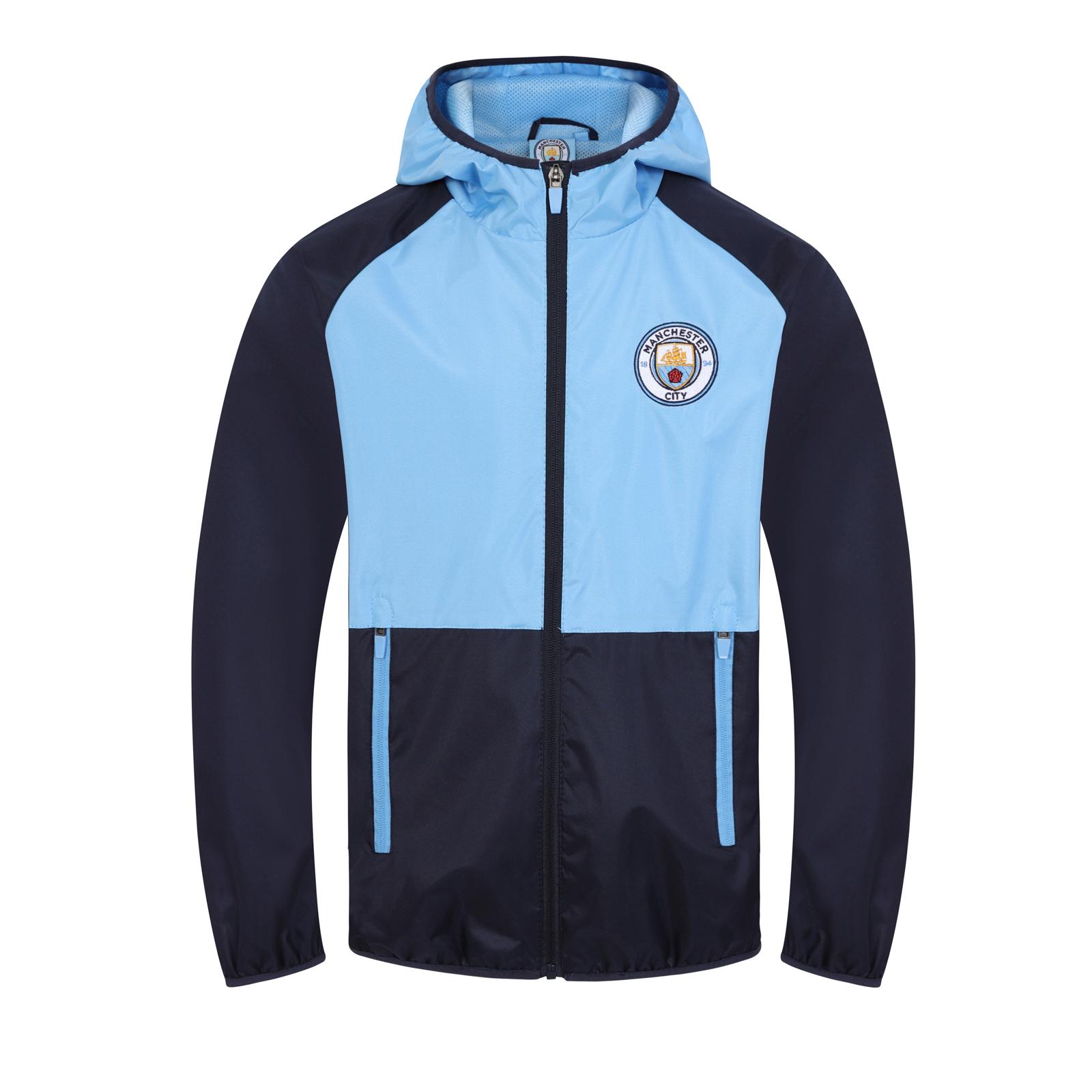 Manchester City FC Mens Crest Raglan Windbreaker 3XL naval/bleu ciel