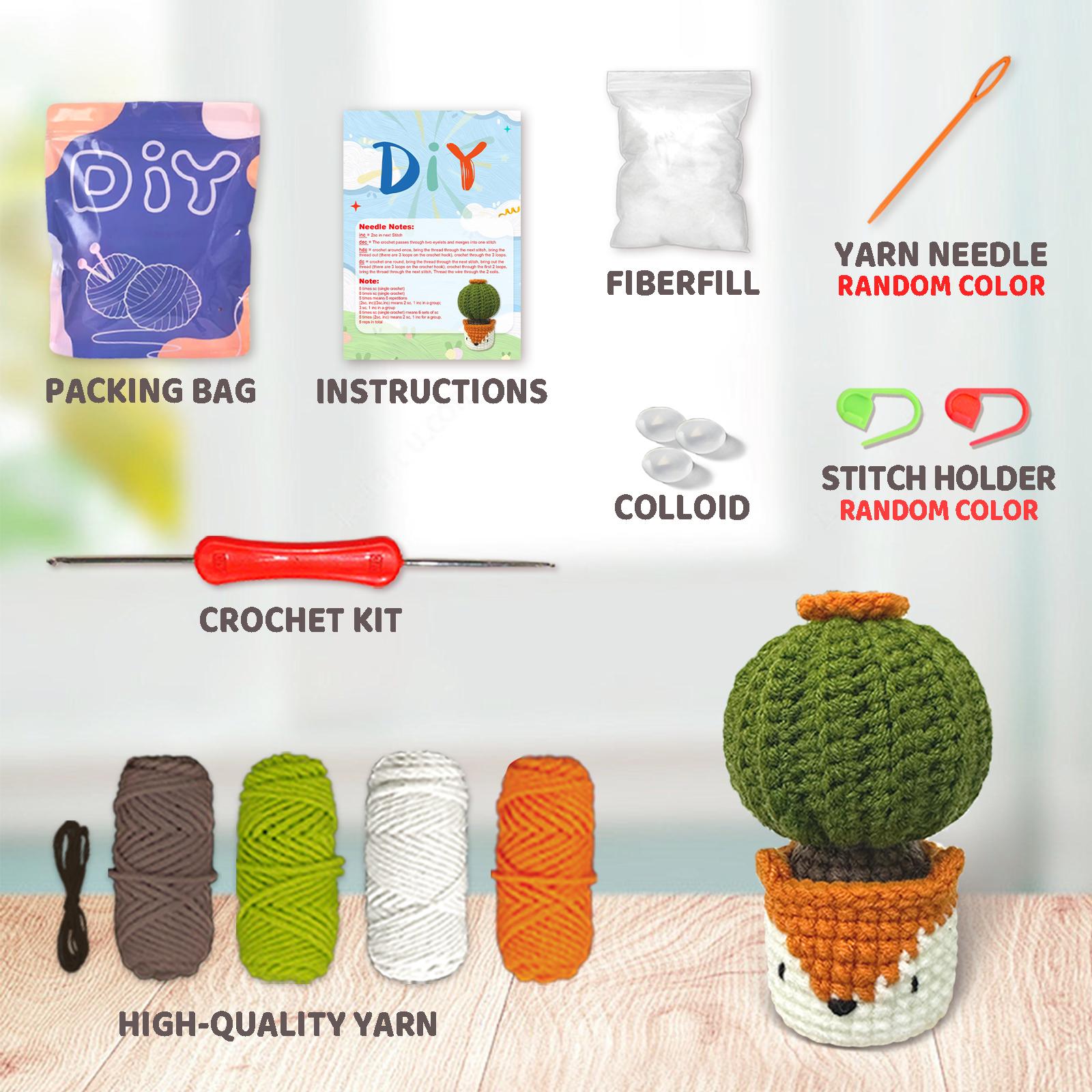 

YAMAXIN DIY 6PCS Crochet Kit for Beginners Easy Craft Tool Set with Animal Cactus Themed Design Knitting Arts And Crafts Project сливовый