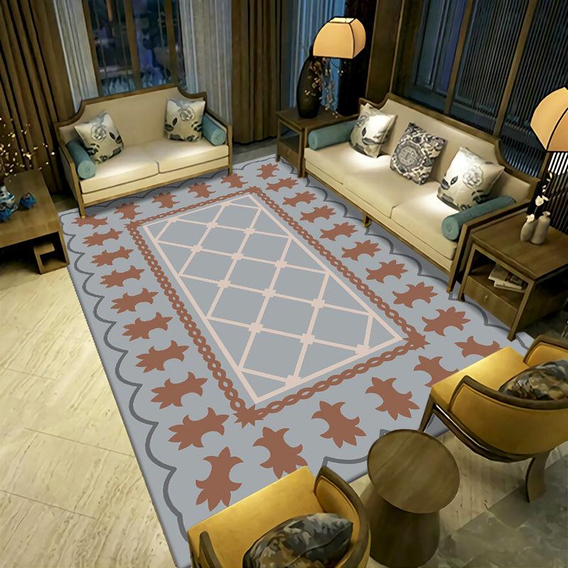 New Chinese Style Living Room Carpet Ethnic Tea Table Sofa Bedroom Bedside Carpet Easy To Maintain Carpet Mat