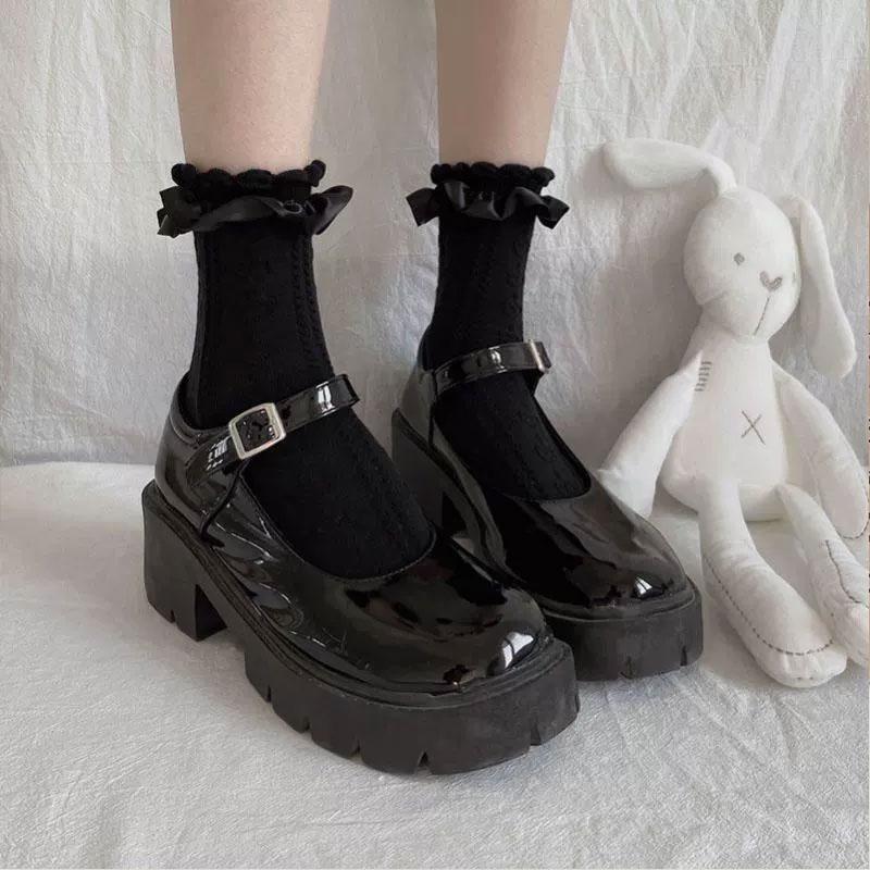 1/3Pairs New Black and White Lace Bow Socks Cute Japanese Lace Princess Fairy Inside Socks for Student JK Dress Accessories