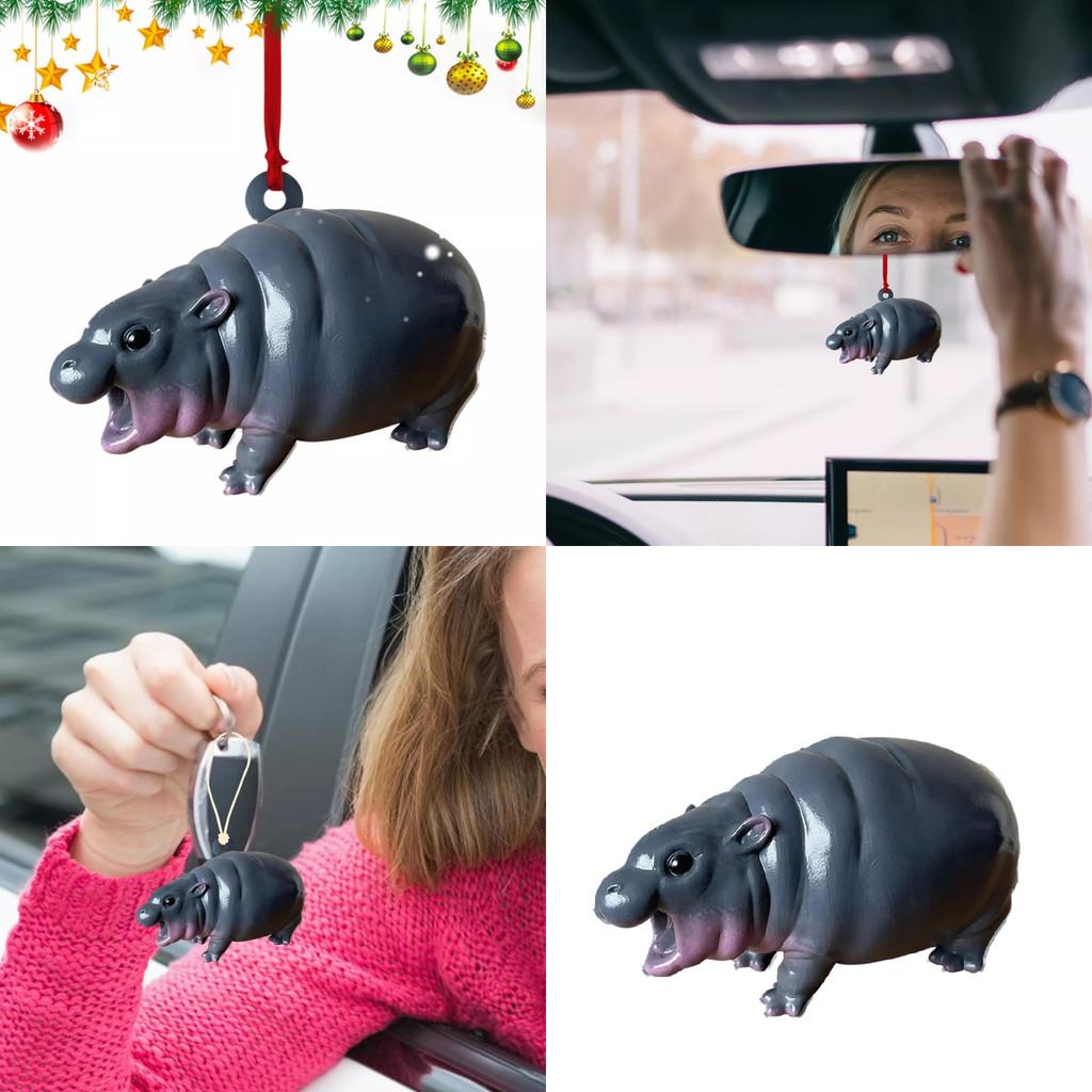 Hippo Christmas Moodeng Pendant Decoration Home Party Car Hanging Cute Ornament