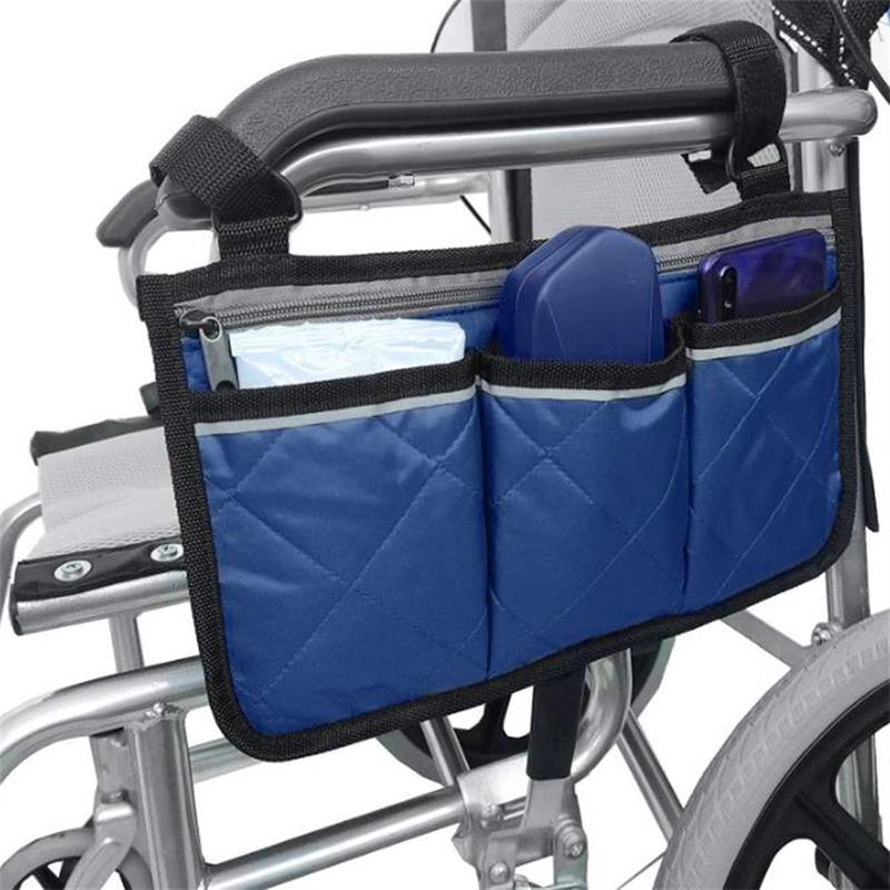 Wheelchair Side Bag With Cup Holder Portable Armrest Storage Pouch For Walker Rollator And Electric Scooter Wheelchairs
