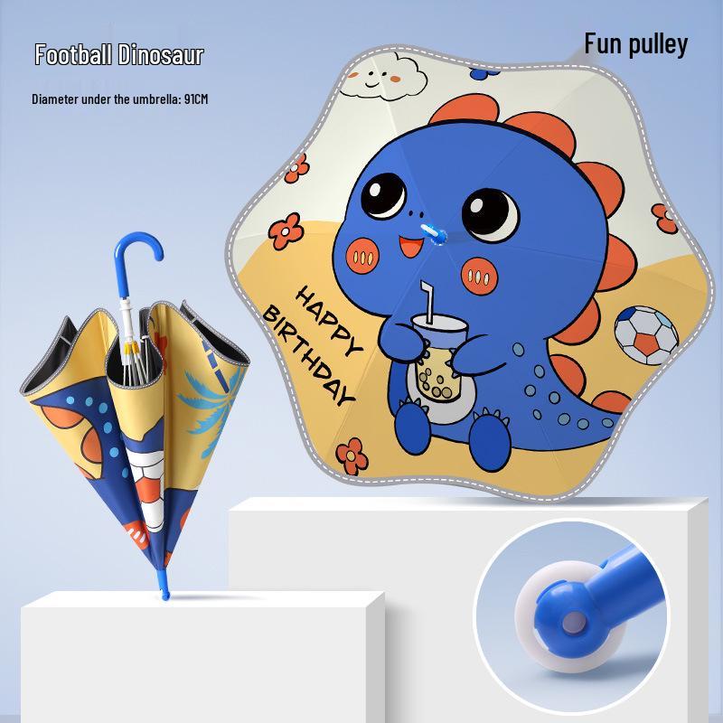 Children's Cartoon Umbrella: Safe, Rounded Corners, Anti-Puncture, Lightweight, Long Handle for Kindergarten & Elementary Boys and Girls.