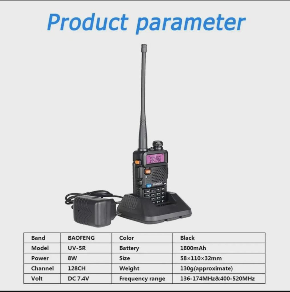 Baofeng UV-5R High-Power Dual-Band Long-Range Walkie-Talkie (English Version)