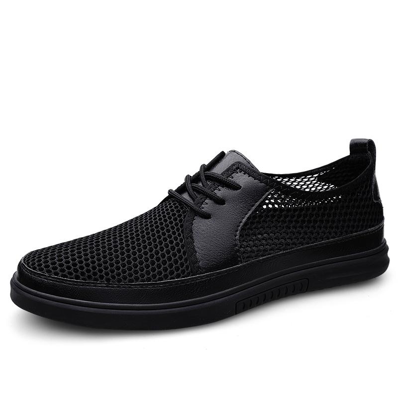 

Fashion Lightweight Mens Summer Shoes Breathable Men Casual Shoes New Mesh Footwear Leisure Walk Moccasins Hollow Out Man Soft Sneakers 38 чёрный