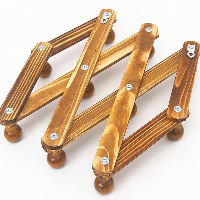 Extendable Wooden Wall-Mounted Coat and Bag Hanger with Folding Hooks