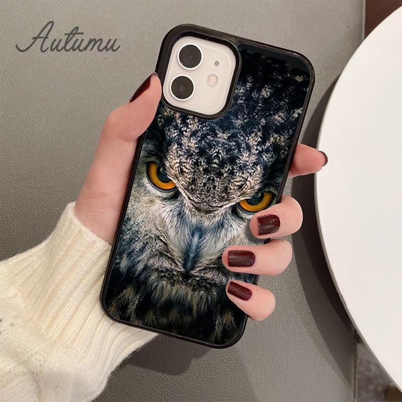 Zvierací Sova čierny Silikónový Kryt na Telefón pre iPhone 11 12 13 14 Pro Max mini XR XS SE 2020 6S 7 8 Plus Samsung Galaxy S21 S22 Kryt