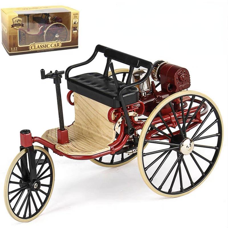 1/12 1886 Vintage Classic Car No.1 Alloy Car Model Simulation Tricycle Toy for Children Gift Collection F499