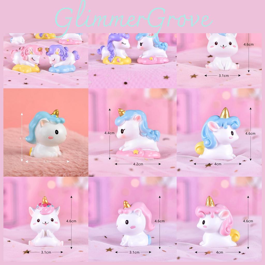 Urocza żywiczna figurka jednorożca do słodkiego wystroju domu, na biurko, do ogrodu, mikrokrajobrazu