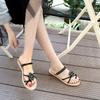 Beach Outdoor Flat Rubber Round Toe Tip Flowers Women's Sandals Chic and Elegant Summer 2025 Offers Luxury Korea Ladies Shoes