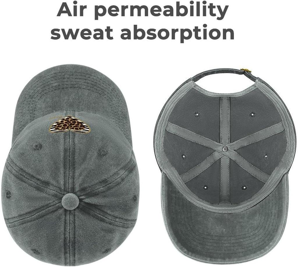 Leopard Heart Print Baseball Cap Women Adjustable Polyester Casual Sun Protection Hat