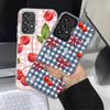 Case for Samsung Galaxy A12 A31 A24 A25 A17 A20s A26 A13 A14 A35 A21s A23 A15 A16 A34 Phone Cover Cherry Checkered Pattern