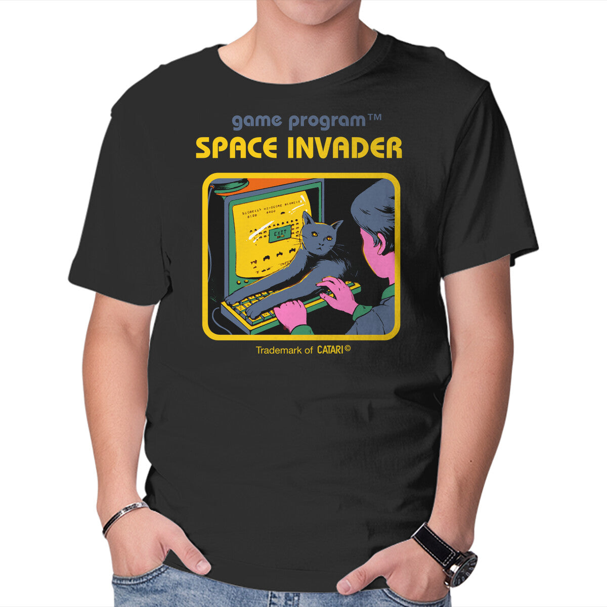 Unisex Crew Neck T-Shirt Space Invader Graphic Short Sleeve Casual Tee XL