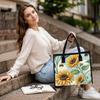 Sunflower Bee Print Tote Bag Portable Stylish Daily Use Casual Shoulder Bag