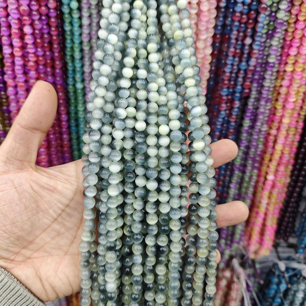 8mm Cat's Eye Stone Beads: Single, Double, Triple-Color, DIY Jewelry Round Beads