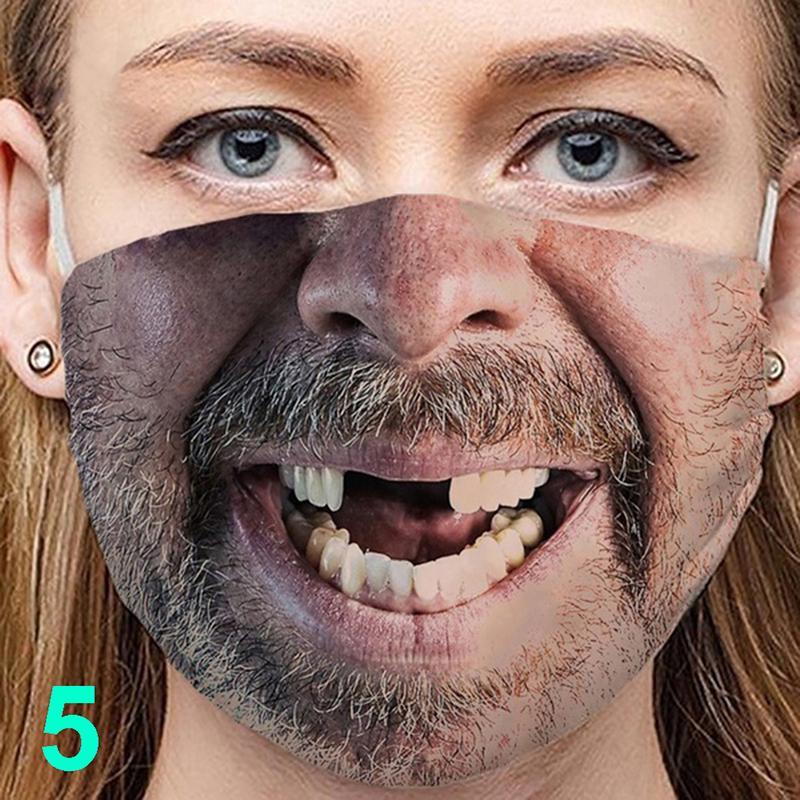 Unisex 3D Lustiges Gesicht Aufgedruckte Masken Winddicht Verstellbare Mundmaske Halloween
